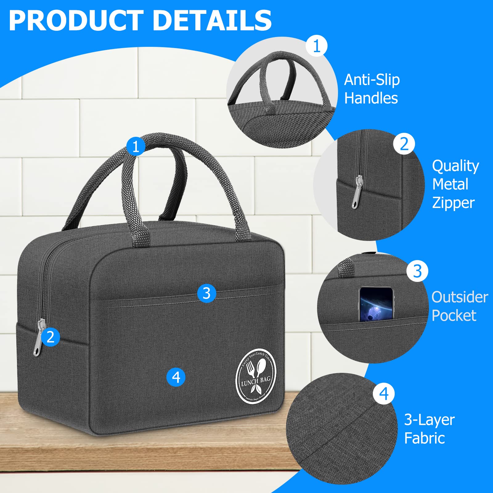 Amazon.co.jp: グレー 10L 20缶 断熱ランチバッグ レディース メンズ